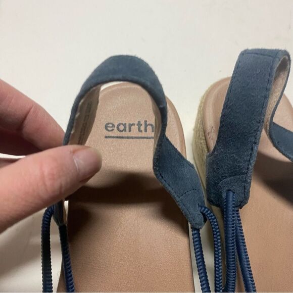 Earth Buran Azalea Wedge Blue Suede Leather Sandals shoes espadrille 9.5 - Picture 6 of 10